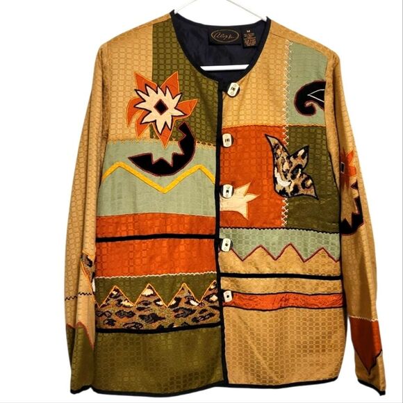 Alex Kim Jackets & Blazers - Alex Kim Fall Autumn Southwest Aztec Patchwork Multi Print Jacket, Size M